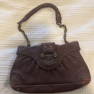 BCBG Maxazria eggplant colored leather purse